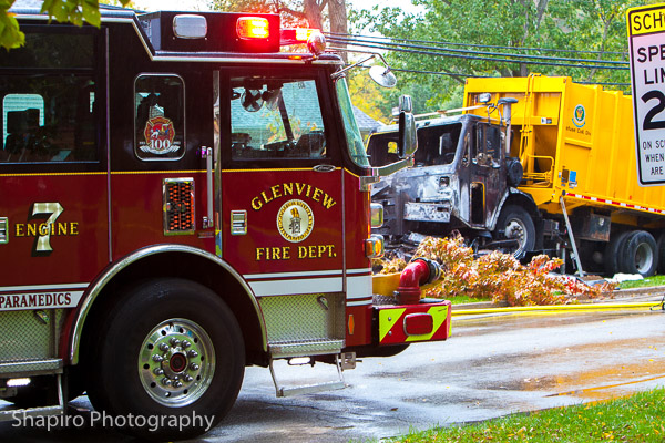 Glenview Fire Department 10-15-13 3 dead after car and garbage truck crash Larry Shapiro photography